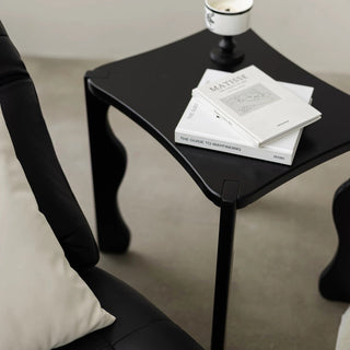 Black Wave Leg Square Compact Side Table