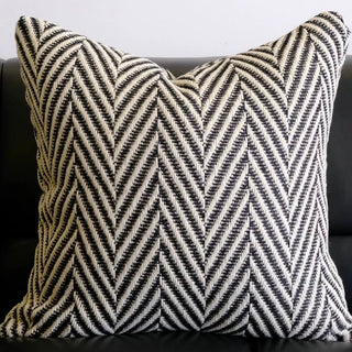 Black Herringbone Pattern Cushion Cover 45x45 Monotone