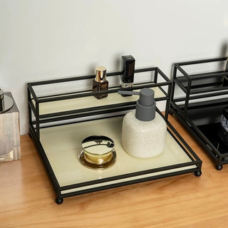 Black Iron Frame Acrylic Two-Tier Storage Rack   in  and 2 Sizes