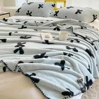 Blue Ribbon Pattern Stitch Blanket 150x200cm Lap Blanket