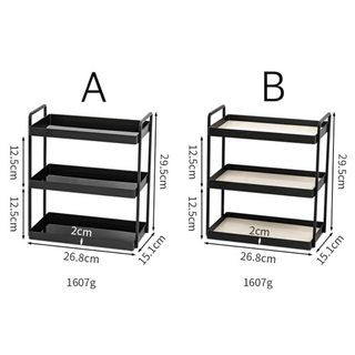 Black Frame Three-Tier Storage Display Rack  Monotone