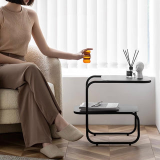 Iron Frame Two-Tier Side Table  Storage Rack Coffee Table