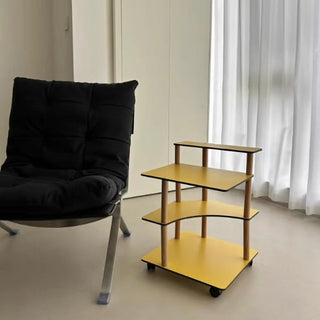 With casters transformable four-tier yellow storage rack side table wagon