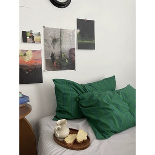 Green and Blue Stripe Duvet Cover Set