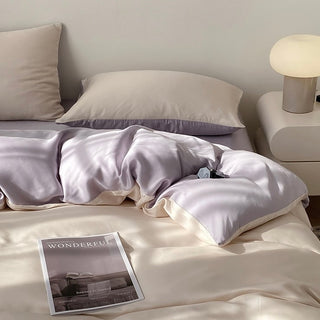 Two-tone satin plain duvet cover set bed cover
