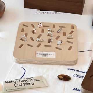 Wood Square Ring Accessory Tray   Small Item Holder Ring Plate