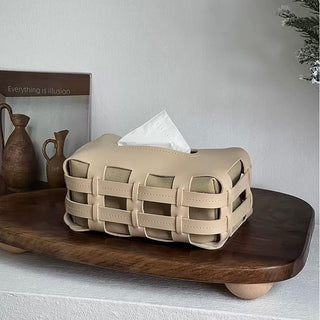 Open Braided Faux Leather Tissue Case
