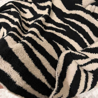 Zebra print large blanket 140 x 180 cm lap blanket knit