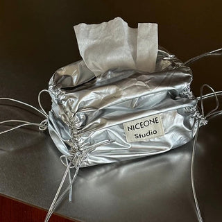 Silver Metallic Gathered Tissue Case