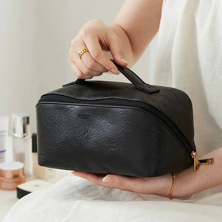 Simple Leather Large Capacity Cosmetic Storage Pouch  Travel Pouch