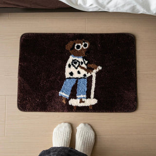 Kickboard Dog Message Entrance Mat  40x60cm Dachshund Rug Washable