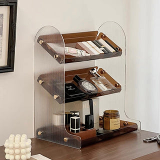 Acrylic Clear Slanted Three-Tier Cosmetic Storage Rack Perfume Storage