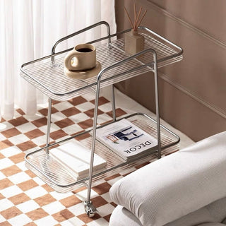 Castered Clear Two-Tier Storage Rack Wagon Side Table