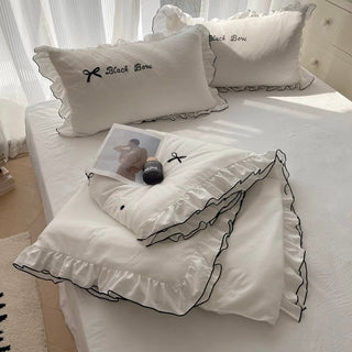 Ribbon Frill Waffle Duvet Cover Set