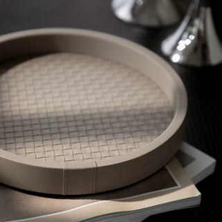 Round Braided Leather Accessory Tray  Storage