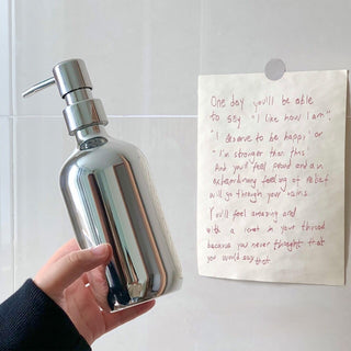 piece set Metallic Silver Soap Dispenser