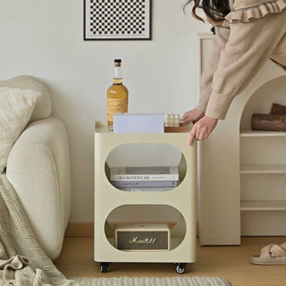 Castered Iron Open Storage Tier Side Table  Wagon Rack