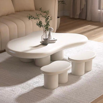 Cloud-based White Cream Stool Chair Side Table