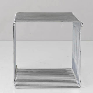 Silver Metal Storage Rack Side Table Magazine Rack Wire Cube