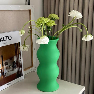 Wavy Matte Color Ceramic Flower Vase