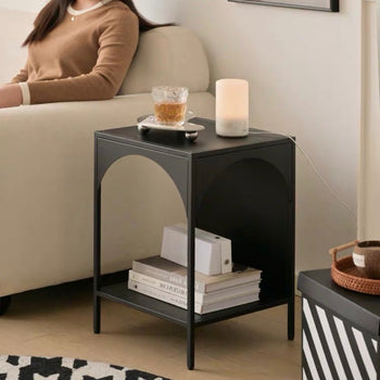 Legged Arch Iron Side Table  with Storage