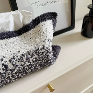 Gradient knit tissue case cover hanging gray