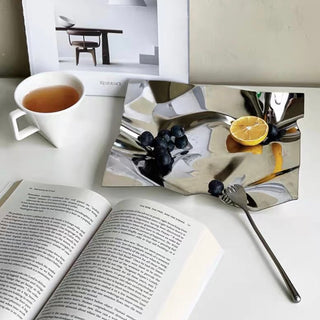 Stainless steel mirror silver tray accessory storage
