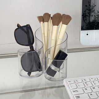Clear Color Triple Wave Brush Stand Pen Holder