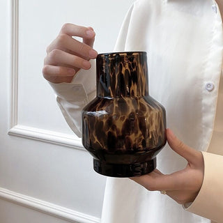 Leopard print glass flower vase