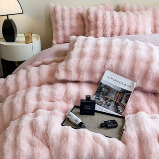 Pink fluffy soft duvet cover set bed cover bedding cover