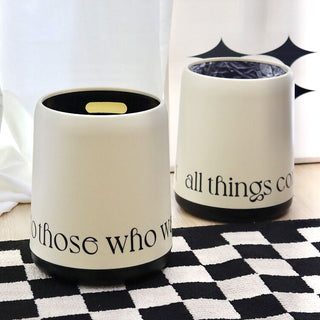 Two-tone lettering dustbin trash can