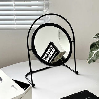 Iron Frame Round Rotating Mirror  Tabletop Mirror