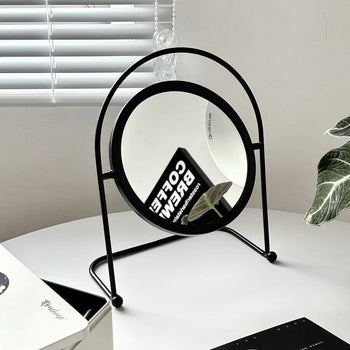 Iron Frame Round Rotating Mirror  Tabletop Mirror