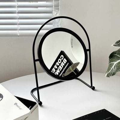 Iron Frame Round Rotating Mirror  Tabletop Mirror
