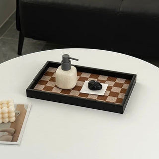 Black Iron Checkerboard Tray   in  and 2 Sizes  Storage