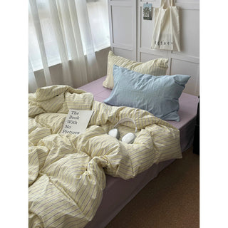 Yellow Mix Stripe Pattern Duvet Cover Set 2 Sizes  Bed Cover All Seasons Year-Round