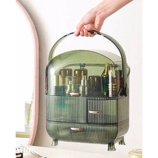 Green Portable Cosmetic Box Makeup Storage