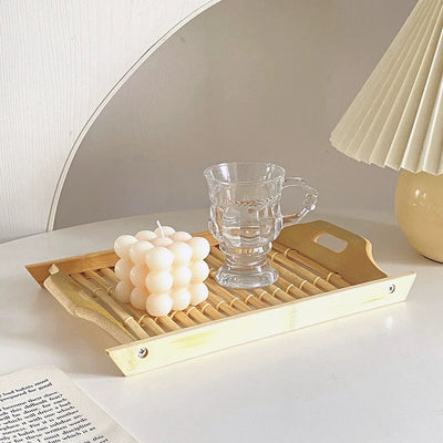 Bamboo Rectangular Tray with Handles Small Item Container