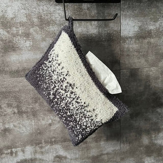 Gradient knit tissue case cover hanging gray