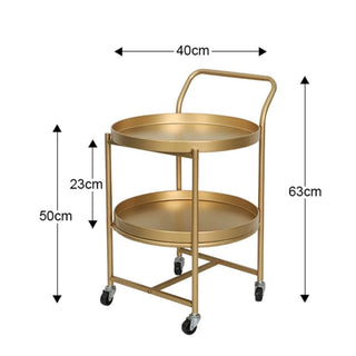 Gold Castered Tier Tray Wagon Storage Cart