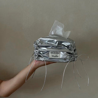 Silver Metallic Gathered Tissue Case