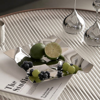Stainless steel mirror silver tray accessory storage