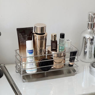 Stainless steel simple basket silver dish drainer small item storage.
