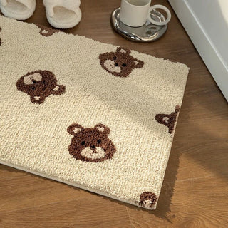 Bear Face Pattern Absorbent Mat Entrance Bath Mat 50 x 80 cm