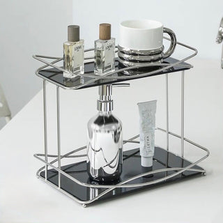 Stainless Steel Cross Frame Two-Tier Storage Rack   Cosmetic Storage