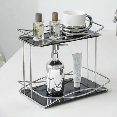 Stainless Steel Cross Frame Two-Tier Storage Rack   Cosmetic Storage