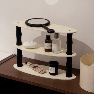 Monochrome Three-tiered storage wood display rack