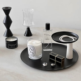 Monochrome Movable Two-Tier Round Tray  Storage
