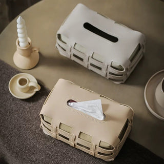 Open Braided Faux Leather Tissue Case