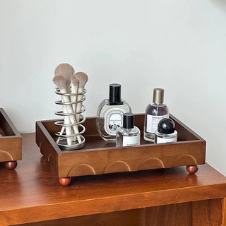With legs Retro wood rectangular accessory tray Perfume storage Cosmetic storage